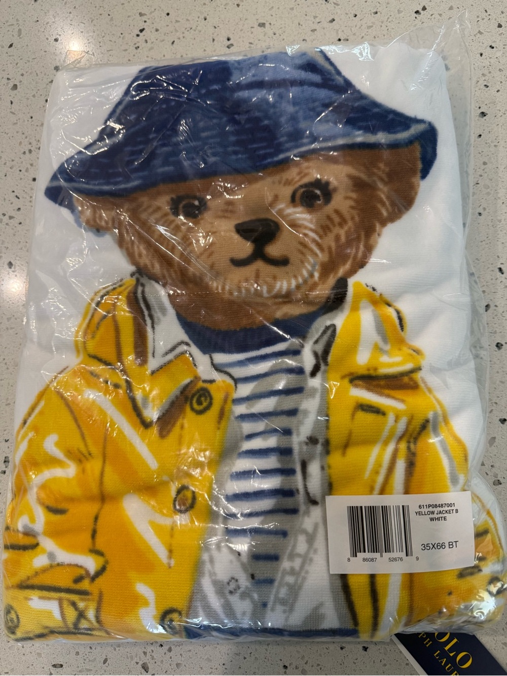 New womens Ralph Lauren Polo Bear Print Tee with Yellow Jacket Beach Towel